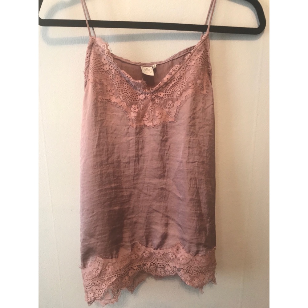 Lace & silk tank